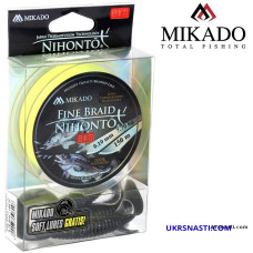 Плетеный шнур Mikado Nihonto Fine Braid Fluo диаметр 0,10мм размотка 150м желтый